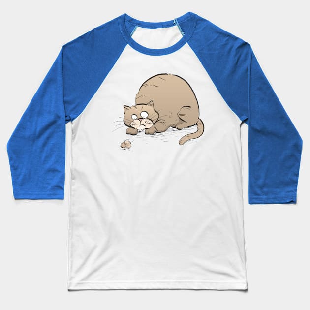 Cat and Hairball Baseball T-Shirt by cartoonistnate